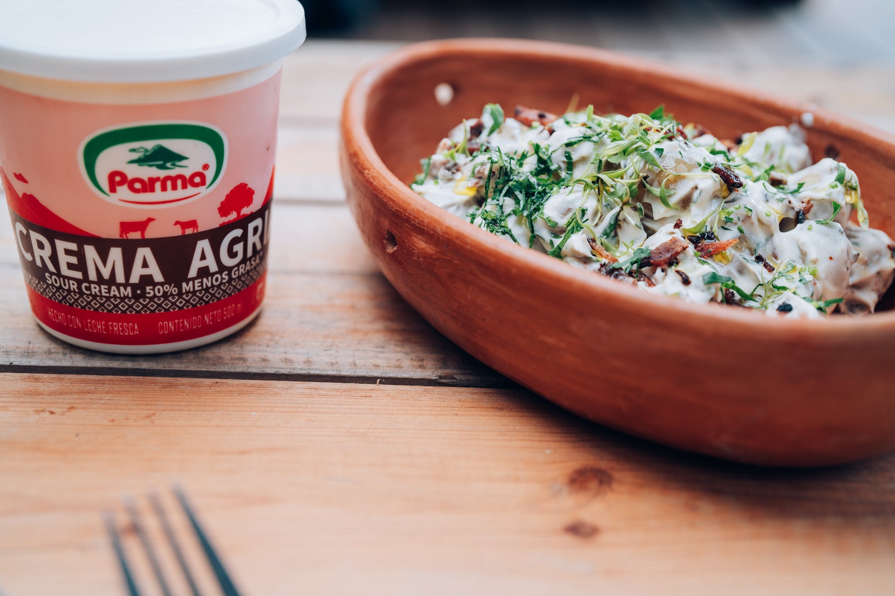 Papa con la deliciosa Crema Agria Parma